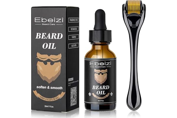 Kit de repousse des cheveux de barbe pour homme - Sérum activateur de croissance de barbe - Rouleau de barbe pour homme - Derma Roller pour homme