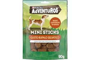 PURINA CAT CHOW PURINA ADVENTUROS Snack per l'Igiene Orale per Cani Adulti Mini Sticks con Bufalo 6 Confezioni da 90g