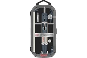 Maped – Compás Technical Metal con Alargador n.º 421 – Ajuste rápido mediante palanca – Tornillos micrométricos – Gama Since 1947 – Precisión y robustez – Estuche incluido – Garantía de 3 años