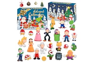 YCAAEO Calendario dell'Avvento Super Bros, Calendario di Natale Super Bros 2025 con 24 Bros Minifigure e Regali di Natale