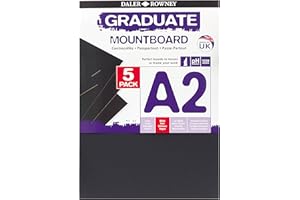 DALER ROWNEY Daler-Rowney Graduate Passepartout, 1,25 mm dick, A2, cremefarben, mit glatter schwarzer Oberfläche, 5 Tafeln, ideal für Studenten und Ausstellungen