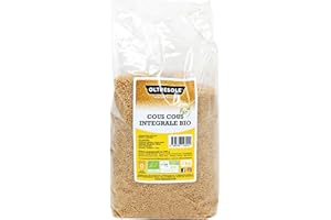 Oltresole, Cous Cous Integrale Biologico 1 Kg, Granelli di Semola di Grano Duro Integrale da Agricoltura Biologica, Ideale per Primi Piatti e Contorni Salutari, Confezione Ideale per Famiglie