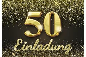 ‎EDITION COLIBRI Edition Colibri Einladungskarten Geburtstag, 10 Stück, Format A6, Karten-Set, Einladung zum Beschriften, Party (Gold glitzer, 50)