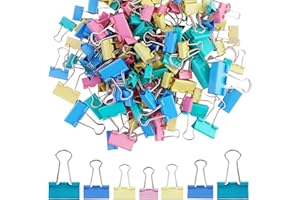 EASYKEENECOM Set de 135 Clips Plegables de Metal – Multicolor Carpeta Plegable– 15 mm/19 mm/25 mm/32 mm – Clips Versátiles para Documentos, Oficina y Papelería, Binder Clips de Metal para Oficina