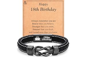 EYQV 30th 40th 50th 60th 70th Birthday Gifts for Men, Leather Bracelet Birthday Gifts for Dad Son Grandad Grandson Uncle Brother, Unique Mens Gifts for Birthday