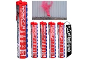 PYROWEB.DE Rauchfackel Pyrorauch L55 im 5er Pack in Rot Blau Gelb Grün Orange Weiß Türkis Schwarz Rosa Lila Pink Braun von Pyroweb mit Anhänger (Rot)