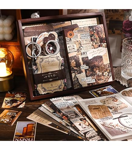 Kit Scrapbooking 230 Pezzi - Stickers Vintage, Carta Washi, Quaderni, Per Journaling E Fai Da Te - Foto 3