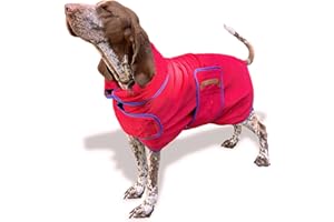 TAIL BLAZERS™ Super Absorbent Dog Drying Coat. Double Layer Microfibre Dry Robe with Car Safety D Ring. Towel Robe Pet Dryer Keep Dogs Dry and Warm. Camping and Beach Accessories. Machine Washable. L