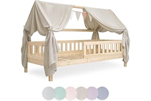 Ehrenkind® Kinderzimmer-Deko-Set: Betthimmel & Wimpelkette für magische Momente | Oeko-TEX Zertifiziert | Kinderzimmer Deko | Betthimmel Kinderzimmer, 90x200 Beige