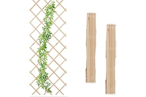 Relaxdays Rankgitter ausziehbar, 3er Set, 180x90 cm, Holz, Rankhilfe Kletterpflanzen, Holzgitter Wand, Spalier, Natur