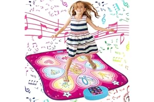 SUNLIN Tapis de Danse - Jeu de Danse Cadeau pour Enfants Filles - Tapis de Danse avec Lumières LED, Volume réglable, Musique intégrée, 3 Niveaux de Défi (3-12 Ans)