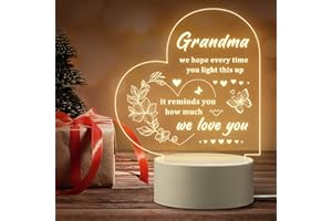 Pandasch Grandma Gifts, Birthday Gifts for Grandma - Acrylic Engraved Night Light, Best Gifts for Grandma from Grandchildren, Great Presents for Grandma Granny on Birthday Mothers Day Christmas