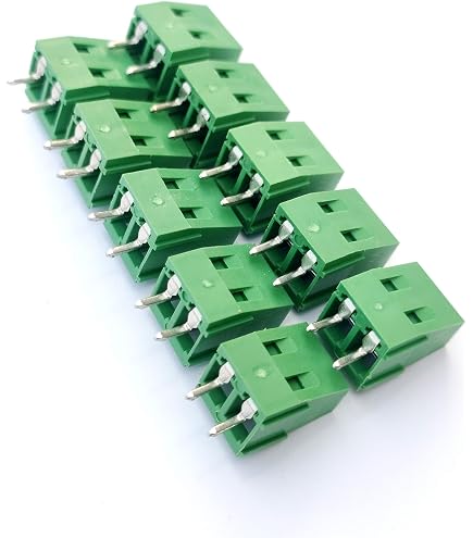50pcs 2-Pin Terminal Block Connector - 5mm Pitch, Green, PCB Screw Connectors For Electrical Wiring