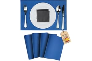 Mondiroso. Pack de 4 Manteles Individuales Mesa Lavables. Salvamanteles Individuales Antideslizantes Mantel Individual para Mesa de Comedor y Cocina. (4, Azul Indigo)