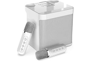 MUMUWIND Karaoke con microfono,Cassa Karaoke con 2 Microfoni,Supporto Bluetooth/USB/TF/AUX,Cassa Bluetooth con Microfono,Karaoke per Bambini Adulti,Ideale Regalo Compleanno