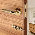 LAPO Full 100% Brass Door Lock for Bathroom Door Lock, Mortise Keyless Handlesets with Brass Baby Latch for Home,Office,Hotel | PVD Gold Finish | 3 Years Warranty Ro-2100
