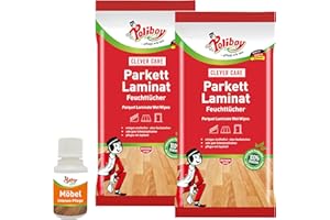 ‎POLIBOY ... PFLEGT WIE NEU Poliboy Parkett Laminat Feuchttücher - Bodentücher zur Parkettreinigung und Pflege - 2x 15 Tücher - Mit Produktprobe - Made in Germany