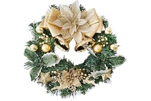 Bacucine Wieniec bożonarodzeniowy, dekoracje świąteczne, sztuczna girlanda sosnowa z liśćmi kokardki, do domu, na festiwal, stoły ścienne, dekoracje ślubne, 30 cm