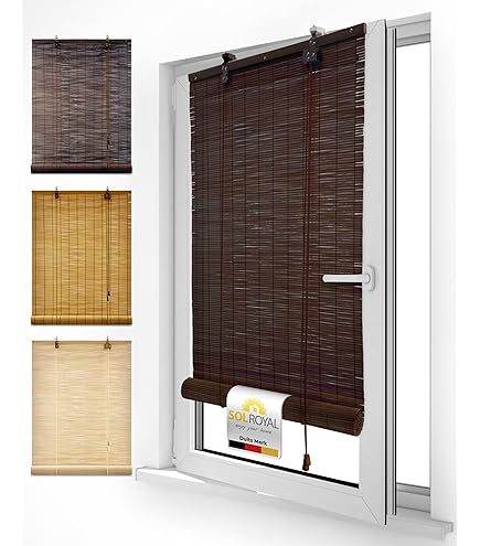 Retro bamboe rolgordijn, ondoorzichtig, 60% verduisteringsrolgordijn, bamboe, vouwgordijn, natuurlijk houten rolgordijn, zonwering en inkijkbescherming, rolgordijn met zijkoord, voor ramen en deuren, aanpasbaar 110 x 260 cm