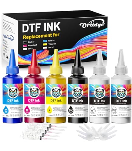 600ml DTF Ink Premium DTF Heat Transfer Ink Conversion Kit Refill Compatible for Epsn ET8550, ET-8500, L1800, L805, XP-15000, R1390, R2000, R2400, P400, P800, All DTF Printers, 100ml x 6 600ml DTF Ink Premium DTF Heat Transfer Ink Conversion Kit Refill Compatible for Epsn ET8550, ET-8500, L1800, L805, XP-15000, R1390, R2000, R2400, P400, P800, All DTF Printers, 100ml x 6
