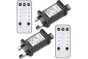 Sinmoe 2 Pcs Replacement Power Supply Low Voltage LED Controller with 2 Pcs Remote Control 8 Modes Memory 8 Hour Timer Power Adaptor for Christmas Fairy Light Icicle Net Curtain Globe Light (31v6w)