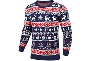 Gyabnw Jersey Navidad Familia Hombre y Mujer Suéter de Navidad Redondo Pullover de Punto de Navidad Clásico Sweater Lindo Suéter Navideño para niña∋ños Parejas para Otoño Invierno