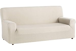 TEXTIL-HOME Textilhome - Elastyczny pokrowiec na sofę TEIDE, 3 siedzisko - pokrowiec na kanapę - od 180 do 240 cm. kolor kości słoniowej