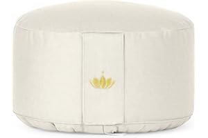 Lotuscrafts Cuscino da Meditazione, Altezza Seduta 20 cm, Modello Lotus Rotondo, Cuscino da Yoga, Cuscino Yoga, Fodera in Cotone Lavabile, Imbottitura in Farro, Certificato GOTS