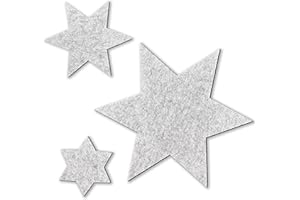 ‎MIQIO MIQIO® Design Filz Sterne 3er Set I 29 cm/ 16cm / 11 cm I Winter Weihnachten Tischdeko I nachhaltige Oekotex Untersetzer für Gläser, Kerzen, Vasen I hellgrau