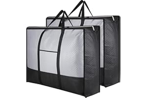 SUNNOW 2 x 140 l große Aufbewahrungsbeutel mit Reißverschlüssen, Verpackungsboxen für Umzüge, extra große Aufbewahrungsbox mit Deckel für Kleidung, Bettwäsche, Bettdecken, Decken, wasserdicht