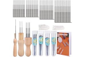 BENLAY 105 Kits D'outils De Feutrage D'aiguilles PCS Avec Feutrage D'aiguilles 100 PCS Et 3 Modèles De Poignées En Bois, Outil De Feutrage De Laine Avec 4 Tailles D'aiguilles De Feutrage