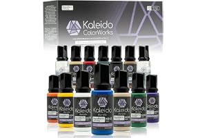 Gaahleri Kaleido Primary Matt 12-färgsset – vattenbaserad akrylfärg för airbrush, för skalmodeller, Gundam, mecha, bilar och miniatyrer – förtunnad, högblank, snabbtorkande, med thinner och rengöring