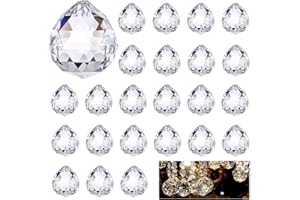 ‎HEJO Hejo 24 Stück Kristalle zum Aufhängen, 0.8"/20mm Kristall Sonnenfänger, Funkeln Prisma Kristalle, Sonnenfänger Kristall Fenster, Hängend Glasprisma für Fenster Ornament, Craft Wedding Home Decor