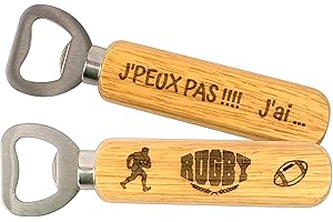 ERNESTINE - Décapsuleur Rugby - cadeau rugby homme - décapsuleur personnalisé papa papi - cadeau fan de sport - accessoire rugby homme - ouvre bouteille rugby sport - j'peux pas j'ai rugby