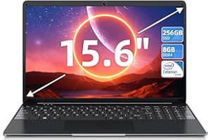 SGIN Ordinateur Portable 15,6 Pouces, 8Go DDR4 256 Go SSD(512 Go TF) Notebook, Intel Celeron Quad-Core Processeur, 2.4/5.0G WiFi, USB 3.2 * 2, Type-C, Équipé d'une Membrane de Clavier en français