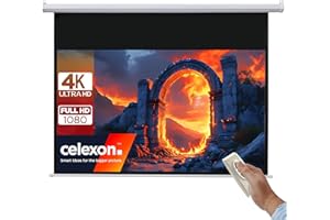celexon Basic Écran de Projection motorisé 90" | 200x113 cm 16:9 | Écran Full-HD 4K pour Le Home Cinéma ou présentations de Bureau | adapté au Montage Plafond ou au Mur | télécommande Incluse