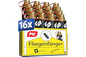 PIC – Pack of 16 – Fly Catchers – environmentally friendly and non-toxic. Includes drawing pin for hanging. Fly Trap for flies, fruit flies and all kinds of fly.