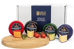 Snowdonia Cheese Company 4x Truckles Hamper Rock Star, Black Bomber, Green Thunder & Red Devil Gift Box From GREAT BRITISH TRADING LIMITED