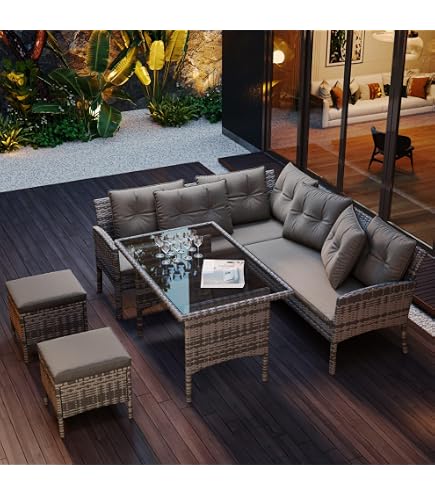 Ensemble De Jardin 7 Pièces Outsunny - Table Verre Trempé 150x90 Cm + 6 Chaises Textilène Empilables - Gris Et Noir