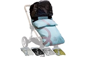 BlinkyWarm - Your All-Weather Buggy Buddy | 5-in-1 All-Season Rain Cover, Sunshade, Sleepshade & Breathable Fleece Lined Cosy Toes for Buggy | Footmuff for Stroller & Pushchair | Seafoam