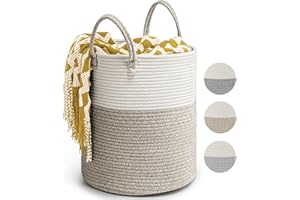 Rieeyrslza Cesto Portabiancheria in Corda Intrecciata D35 x H40 CM Pieghevole Cesta Decorativa Stoccaggio Paniere con Maniglia 39L Tessuto Naturale Cesto per Coperte per Archiviazione (Marrone)