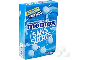 Mentos - Minis Bonbons Mentos Sans Sucres à la Menthe, Tendres et Croquants - Goût Rafraîchissant - Boite Refermable à Emmener Partout et à Partager - 1 Boite de 45 Minis Bonbons
