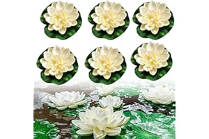 Qunkun Lot de 6 fleurs flottantes - Nénuphars artificiels - Fleurs de lotus flottantes - Nénuphar aquatique - Eva Lotus Flower étang à utiliser dans les piscines, les aquariums, les scènes de ruisseau