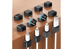 aceyoon 12 sztuk magnetycznych klipsów na kable, organizer na kable biurko klips do kabli naklejki do zarządzania kablami do szafki nocnej, kabli ładujących, HDMI, USB, kabel audio (7 mm, czarny)