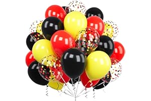 Ousuga - Set di 60 palloncini lattice rossi e neri, 30 cm, per festeggiamenti, matrimoni, fidanzamenti, carnevale, auto da corsa, sport