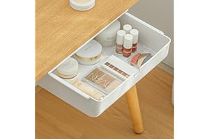 FRETONBA Cassetto Sotto Scrivania, Cassetto Grande Autoadesivo, Cassetto Organizer Cassetti Nascosto Adesivo Da Scrivania per Casa e Ufficio, Bianco