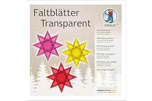 Ursus 2646199 - Faltblätter Transparentpapier, ca. 14 x 14 cm, 42 g/qm, 500 Blatt, sortiert in 10 Farben, durchgefärbt, ideale Grundlage für kreative Bastelarbeiten