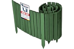 Garronda Borde de césped de Madera, Borde de Parterre impregnado, 200 cm x 40 cm, bordura Flexible Enrollable, Valla para jardín GD-0149 (Verde Oscuro,Altura: 40 cm)