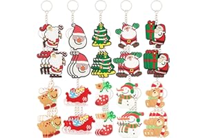BETESSIN 40 Pcs Christmas Keyring Xmas Keychain 10 Patterns Christmas Key Rings Santa Claus Snowman Christmas Tree Key Chains Favour for Christmas Party Favors Gifts Bag Fillers