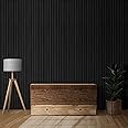 Slat Wall Panelling - Wood Panels for Walls - Contemporary 3D Wall Panels Cladding - Decorative & Sound Absorbing Acoustic Panels Slatted Wooden Slats Wall Panel (Black Oak)